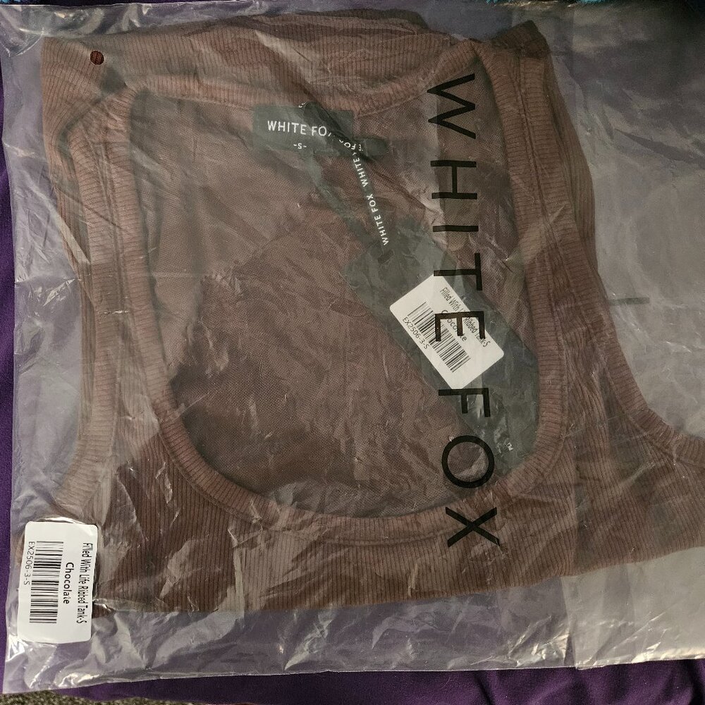 New White Fox Full of Life Chocolate Ribbed Tank - Size S